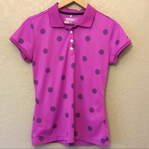 Nike Golf Fuchsia & Navy Polka Dot Polo Shirt